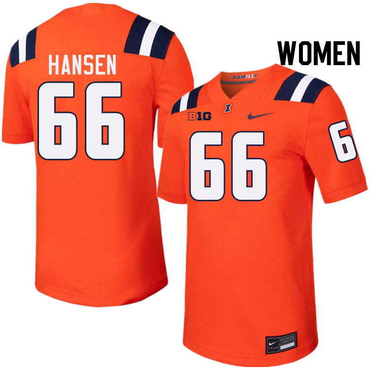 Women #66 Brandon Hansen Illinois Fighting Illini College Football Jerseys Stitched-Orange